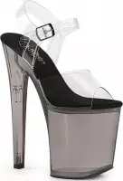 Pleaser Sandaal met enkelband, Paaldans schoenen -36 Shoes- XTREME-808T Paaldans schoenen Transparant/Zwart