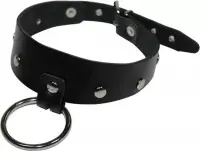 ZADO – Lederen Halsband voor Onderdanige Bevestiging met O Ring voor Ketting – Zwart