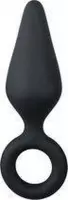 Zwarte buttplug met trekring - large