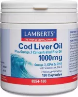 Lamberts Levertraanolie 1000 mg - 180 Capsules - Visolie - Voedingssupplement