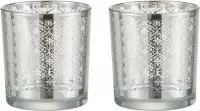 Dulaire Waxinelichthouder Zilver Glas Oosters 8 cm – set van 2