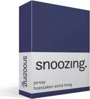 Snoozing Jersey - Hoeslaken Extra Hoog - 100% gebreide katoen - 180x210/220 cm - Navy