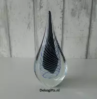 Presse Papier - platte druppel - Glassculptuur - woonkamer decoratie of Vitrinekast - ornament voor vensterbank - Decoratie object - 23 CM