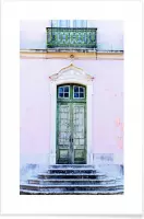 JUNIQE - Poster Lisbon Doorway -30x45 /Groen & Roze