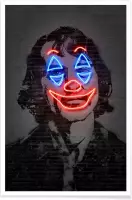 JUNIQE - Poster Neon Joker -20x30 /Grijs & Rood