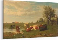 Schilderij - Koeien in de weide — 90x60 cm