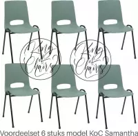 King of Chairs -Set van 6- Model KoC Samantha lichtgrijs met zwart onderstel. Stapelstoel kuipstoel vergaderstoel tuinstoel kantine stoel stapel stoel kantinestoelen stapelstoelen