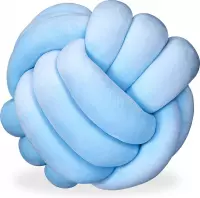 Relaxdays knot kussen - sierkussen knopen - knoopkussen - Scandinavisch - 25 cm doorsnede - light Blue