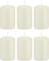 6x Ivoorwitte cilinderkaars/stompkaars 5 x 8 cm 18 branduren - Geurloze kaarsen - Woondecoraties