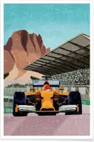 JUNIQE - Poster Formule 1 -30x45 /Blauw & Bruin