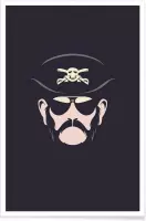 JUNIQE - Poster Lemmy Motorhead - minimalistisch -40x60 /Grijs & Ivoor