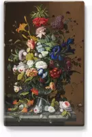 Bloemstilleven met vogelnest - Severin_Roesen - 19,5 x 30 cm - Niet van echt te onderscheiden schilderijtje op hout - Mooier dan een print op canvas - Laqueprint.