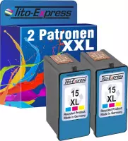 Set van 2x gerecyclede inkt cartridges voor Lexmark 15