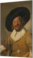 Wandpaneel De vrolijke drinker van Frans Hals  | 70 x 100  CM | Zilver frame | Wandgeschroefd (19 mm)