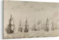 Schilderij - De zeeslag tegen de Spanjaarden bij Duinkerken — 90x60 cm
