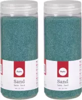 5x potjes fijn decoratie zand turquoise 475 ml - decoratie - zandkorrels / knutselmateriaal
