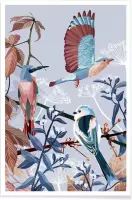 JUNIQE - Poster Birds Of Winter -13x18 /Blauw & Bruin