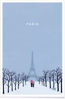 JUNIQE - Poster Parijs - retro -13x18 /Blauw