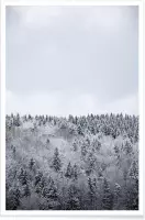 JUNIQE - Poster White Winter Forest -13x18 /Grijs & Wit