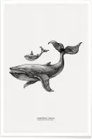 JUNIQE - Poster Humpback Whale -40x60 /Grijs & Ivoor