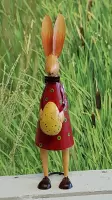 Metalen paashaas in bonte kleuren - hoogte 39cm - voorjaar - Pasen - konijn