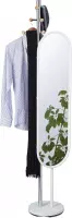 relaxdays kapstok met spiegel - garderobe passpiegel - vrijstaand - staal - wit - 175 cm