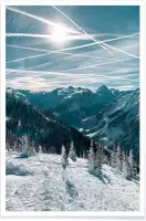 JUNIQE - Poster Austrian Alps in Winter -40x60 /Blauw & Wit