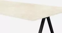 Marmeren Eettafel - Crema Marfil Beige (V-poot) - 160 x 90 cm  - Gezoet