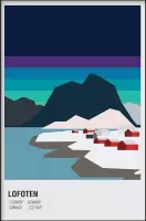 Walljar - Lofoten Norway Dusk - Muurdecoratie - Poster