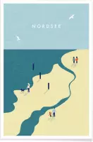 JUNIQE - Poster Nordsee - retro -40x60 /Blauw & Geel
