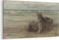 Schilderij - Vissersmeisje op het strand — 90x60 cm