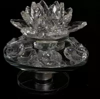 Kristal lotus bloem op draaischijf luxe top kwaliteit  met 10stuks 1.5cm kristal glas diamanten 8x8x8cm handgemaakt Echt ambacht.