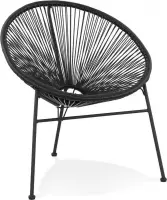 Alterego Ronde zwarte loungefauteuil 'TIKI' binnen / buiten