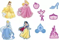 Disney Princess - 10 Mini Foam Elementen - Blauw/geel/roze - max. 14,7x11,7 - min. 7,8x9,1 cm
