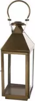 Lantaarn voor Kaarsen - Binnen en Buiten - Windlicht - Tafellamp - brass - Geelkoper - Vierkant - Metaal - 53,25cm