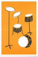JUNIQE - Poster Drums -40x60 /Grijs & Oranje
