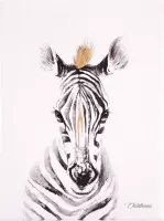 Schilderij - Zebra + Goud - 30x40 Cm