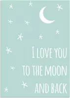DesignClaud I love you to the moon and back - Mint A2 + Fotolijst zwart