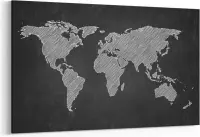 Schilderij - Wereldkaart krijtbord — 90x60 cm