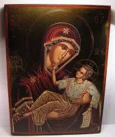 Icoon met Moeder Maria en Kindje Jezus B14xH19cm