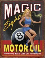 Signs-USA Magic Eight Motor Oil - Retro Wandbord - Metaal - 40x30 cm