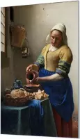 Wandpaneel Melkmeisje van Johannes Vermeer  | 120 x 180  CM | Zilver frame | Wand-beugels (27 mm)