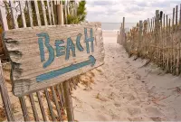 Plexiglas Schilderij Beach Sign
