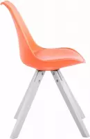 Clp Toulouse Eetkamerstoel - Vierkant frame - Kunstleer - Oranje - Kleur onderstel wit (eiken)