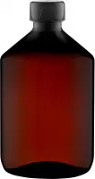 Lege Plastic Flessen 500 ml PET amber - met zwarte dop - set van 10 stuks - Navulbaar - Leeg