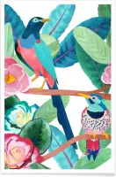 JUNIQE - Poster Birds -40x60 /Groen & Roze