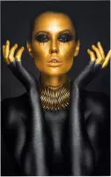 Mooie vrouw in zwart en goud - Foto op Forex - 80 x 120 cm
