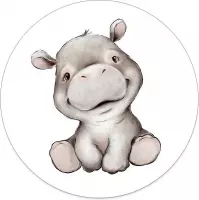 Label2X - Schilderij - Kids Hippo -
