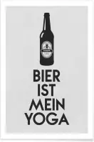 JUNIQE - Poster Bier Ist Mein Yoga -13x18 /Grijs & Zwart