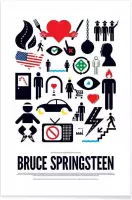 JUNIQE - Poster Bruce Springsteen -30x45 /Groen & Rood